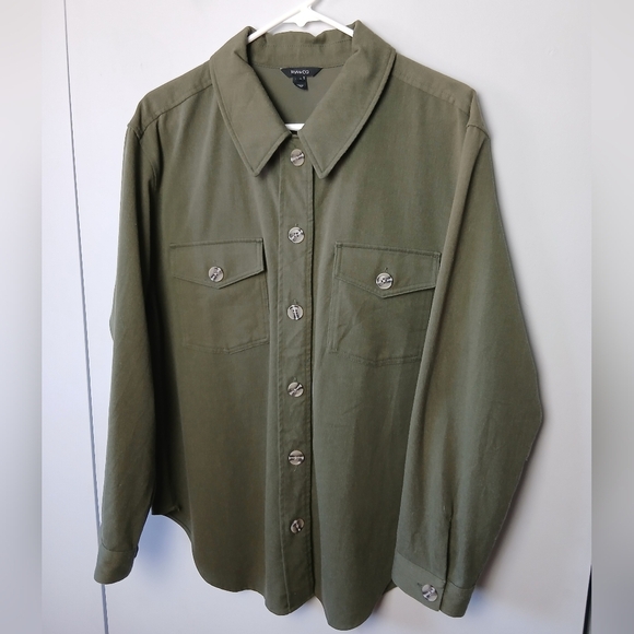 RW&CO Men Button Down Shirt Long Sleeves Kaki Green Size L - Picture 1 of 11